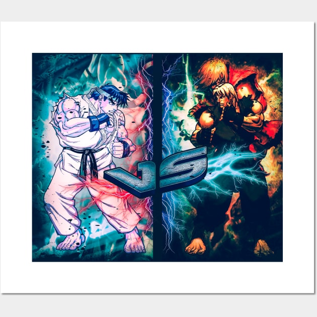 street fighter ryo vs ken gamer gift Wall Art by nowsadmahi